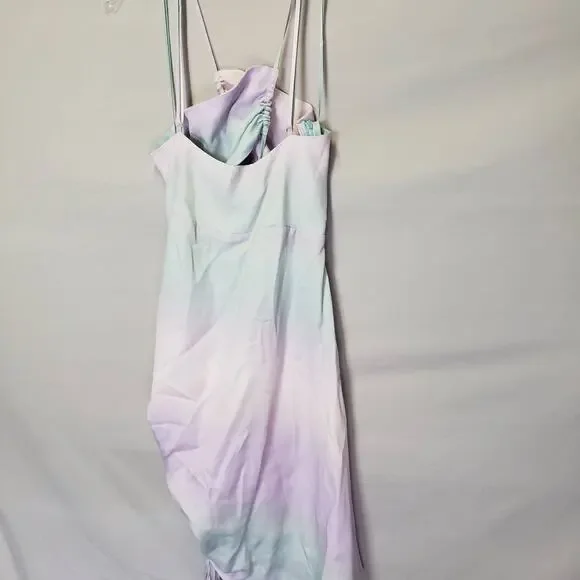 ZARA Tie Dye Satin Effect Mini Dress Drawstring & Cutouts Large - Picture 10 of 10